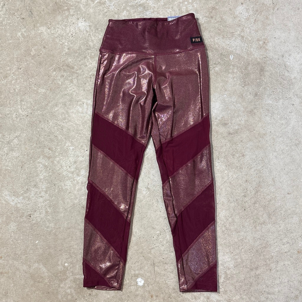Victoria's Secret Pink High Waist Shimmer Ankle Legging Women’s Small Purple Red